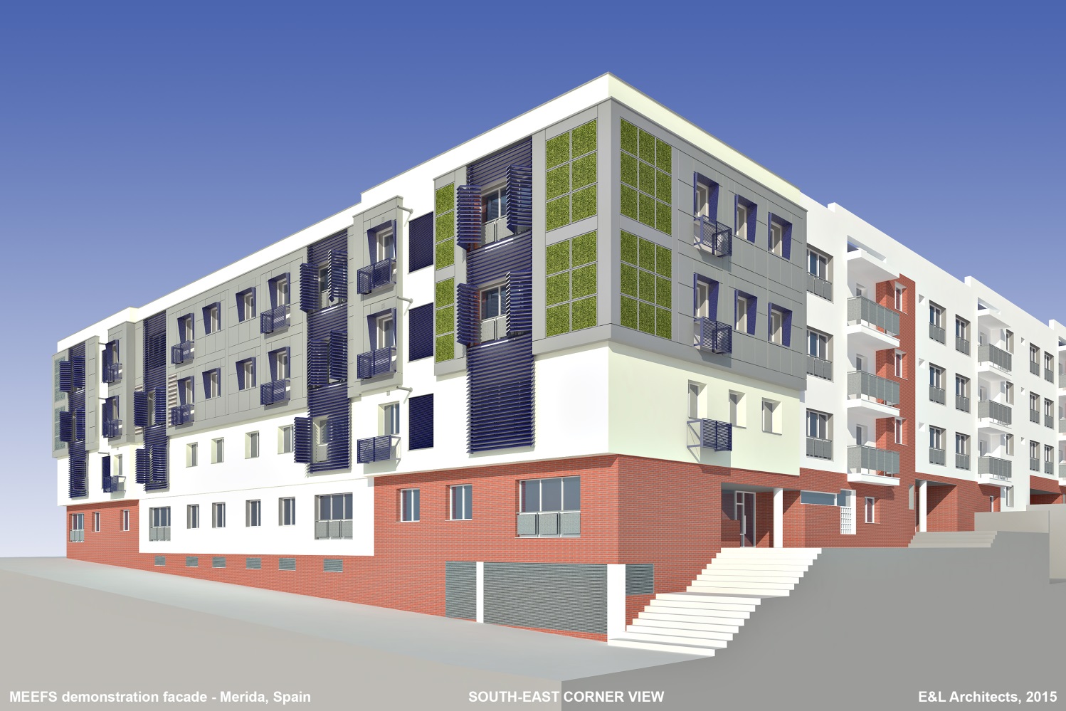 Multifunctional façade system, modular, allowing a flexible integration of technologies, contributing to the energy efficiency in residential sector